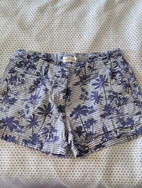 Vineyard Vines Blue Palm-Print Striped Bermuda Shorts